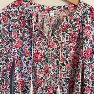 Old Navy Pastel Floral Tie Front Peasant Blouse